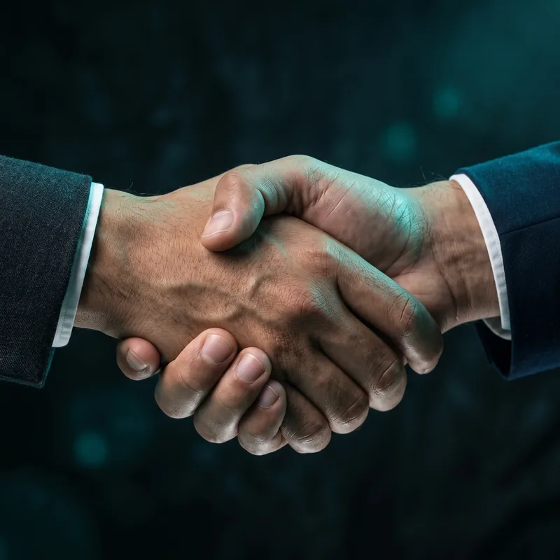 Professional handshake representing risk-free partnership